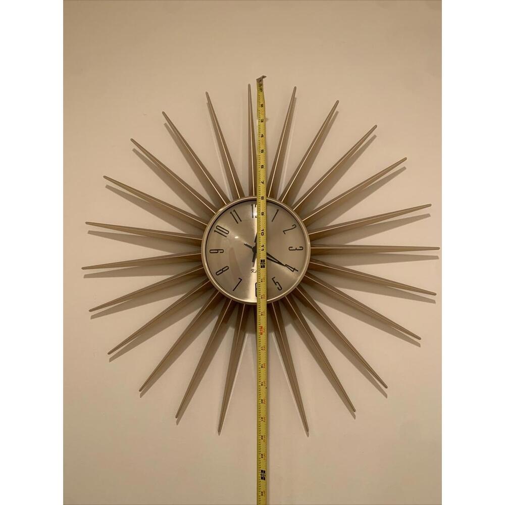 Vintage Kirch RETRO Mid Century Modern Sun Sunburst Atomic Wall Clock Metal - Picture 7 of 12